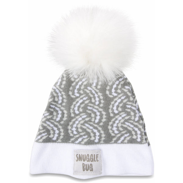 pavilion gift company Snuggle Bug Gray Knit Pom Pom Hat (12-24 Months)