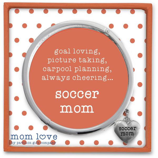 Pavilion Gift Company Soccer Mom White Enamel Bangle Bracelet With Heart Charm