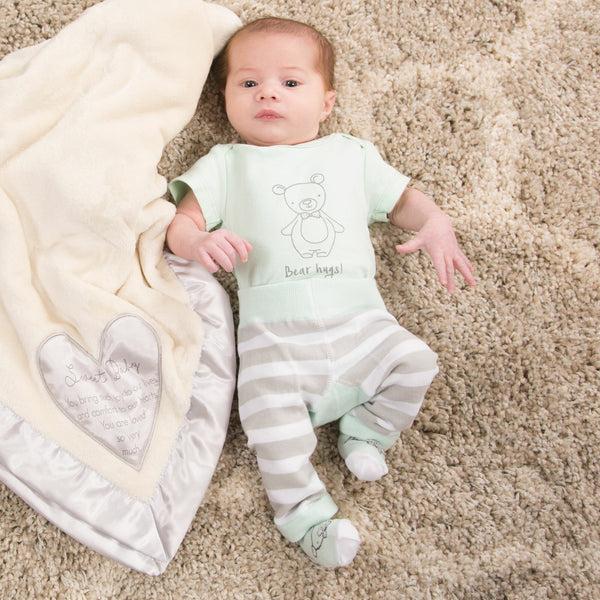 Pavilion Gift Company Soft Green Bear 0-6 Months Onesie