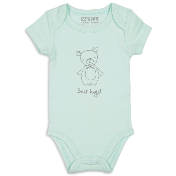 pavilion gift company Soft Green Bear 0-6 Months Onesie