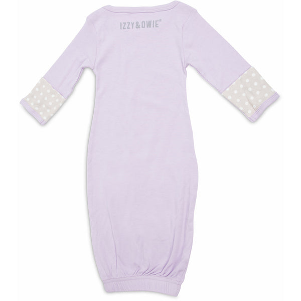 Pavilion Gift Company Soft Lavender Kitty 0-3 Months Gown With Mitten Cuffs
