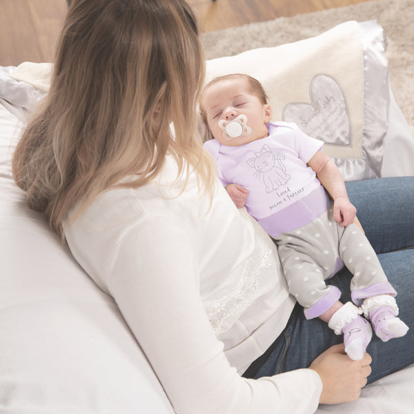 Pavilion Gift Company Soft Lavender Kitty 0-3 Months Socks