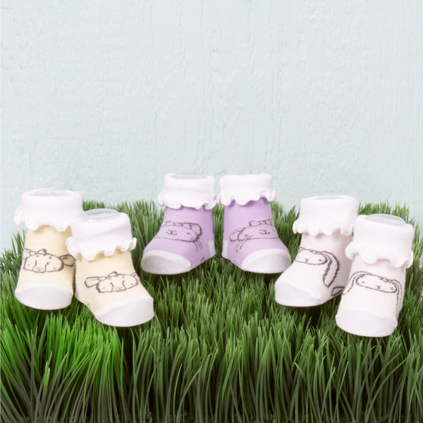 Pavilion Gift Company Soft Lavender Kitty 0-3 Months Socks