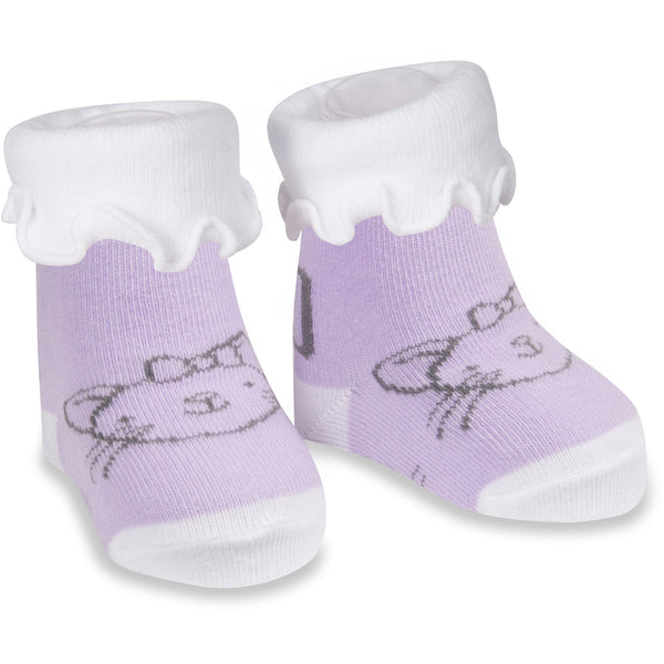 pavilion gift company Soft Lavender Kitty 0-3 Months Socks