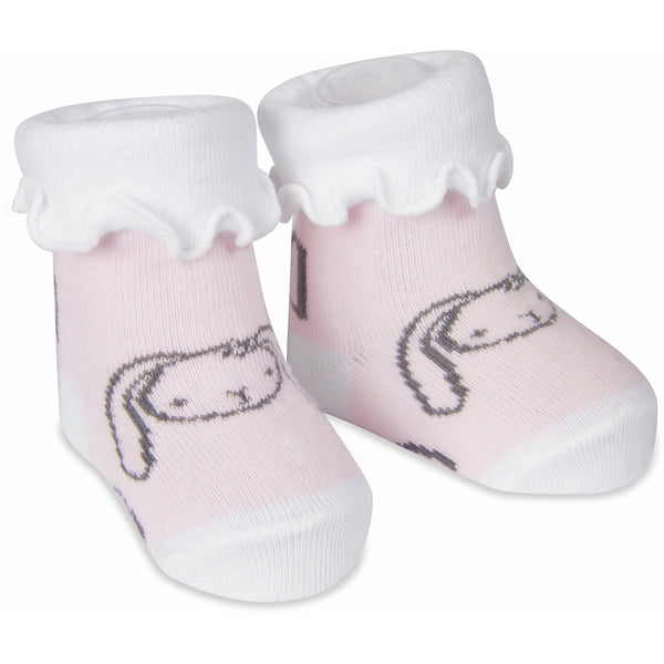 pavilion gift company Soft Pink Bunny 0-3 Months Socks
