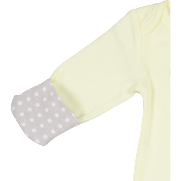 Pavilion Gift Company Soft Yellow Deer 0-3 Months Gown With Mitten Cuffs