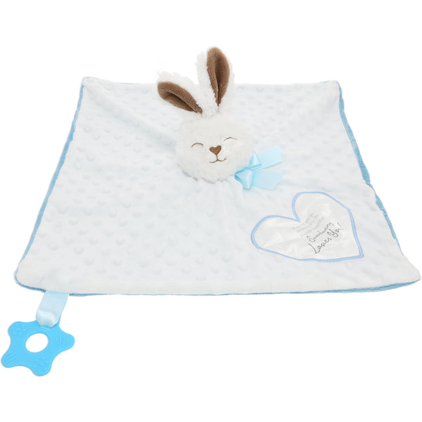 pavilion gift company Somebunny Blue Lovey Lovey Blanket Bunny with Teether