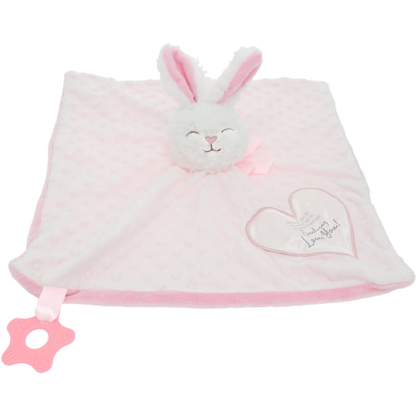 pavilion gift company Somebunny Pink Lovey Lovey Blanket Bunny with Teether