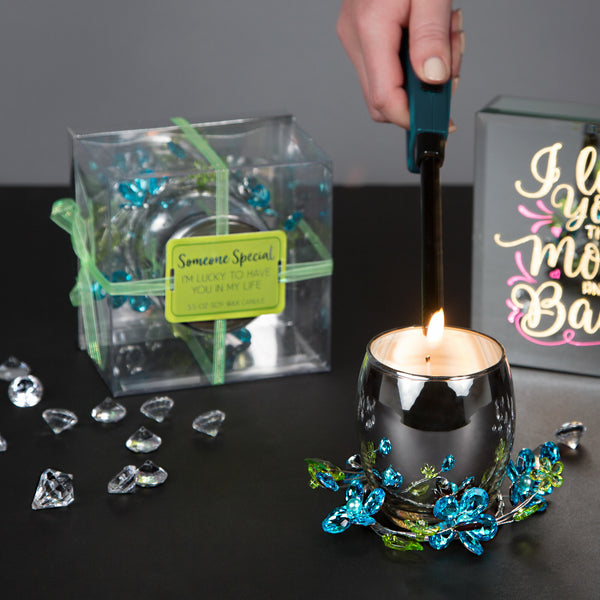 Pavilion Gift Company Someone Special Blue Flower 3.5oz 100% Soy Wax Candle Scent: Jasmine