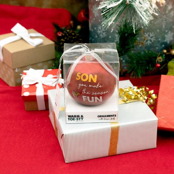 Pavilion Gift Company Son 4" Ornament With Unisex Holiday Socks