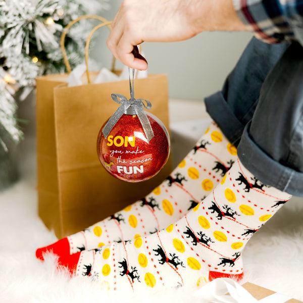 Pavilion Gift Company Son 4" Ornament With Unisex Holiday Socks