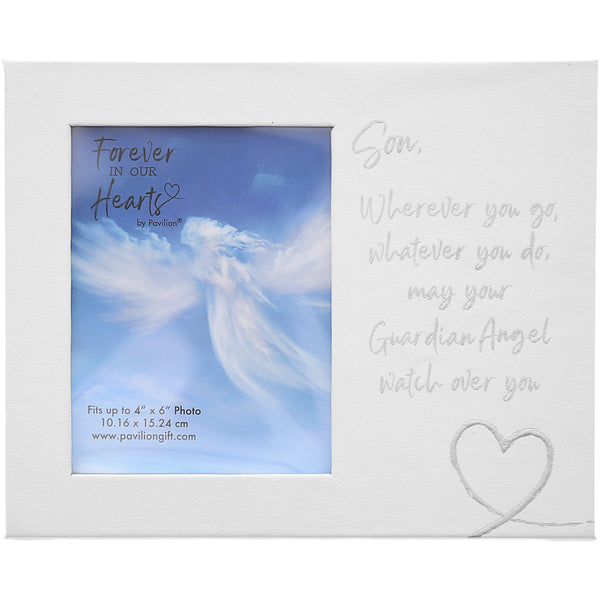 pavilion gift company Son Guardian Angel Visor Memorial Photo Frame (Holds 4" x 6" Photo)