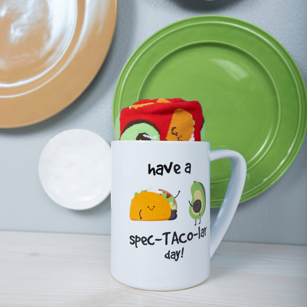 Pavilion Gift Company Spec-TACO-lar 18 Oz Mug And Sock Set