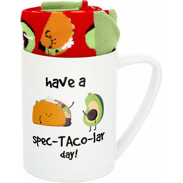 pavilion gift company Spec-TACO-lar 18 oz Mug and Sock Set