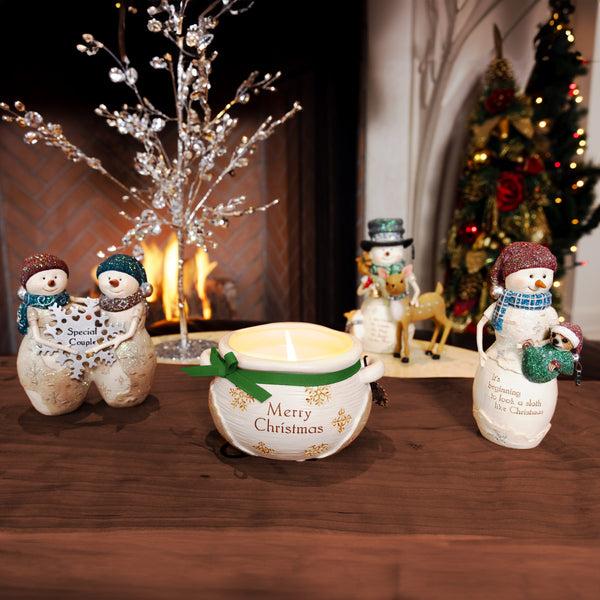Pavilion Gift Company Special Couple 4.5" Snowcouple Holding A Snowflake