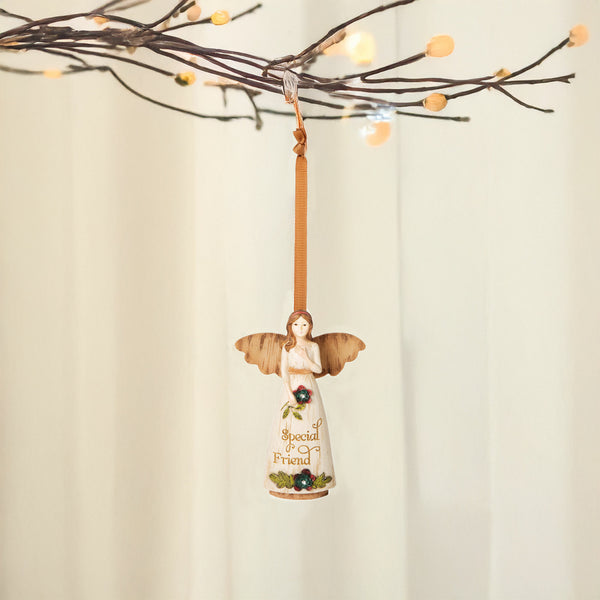 Pavilion Gift Company Special Friend 4.5" Angel Ornament Holding Flower