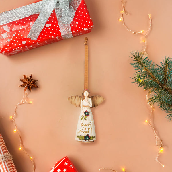 Pavilion Gift Company Special Friend 4.5" Angel Ornament Holding Flower