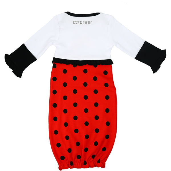 Pavilion Gift Company Spotted Ladybug 0-3 Months Gown With Mitten Cuffs