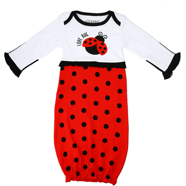 pavilion gift company Spotted Ladybug 0-3 Months Gown with Mitten Cuffs