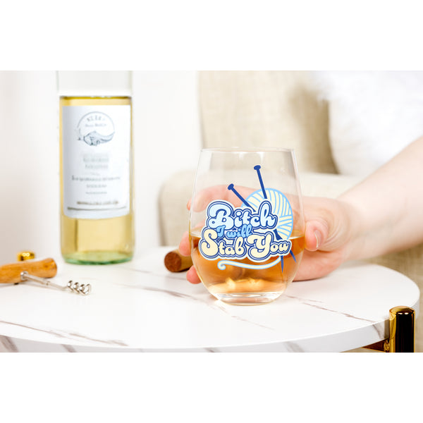 Pavilion Gift Company Stab You 18 Oz Stemless Wine Glass
