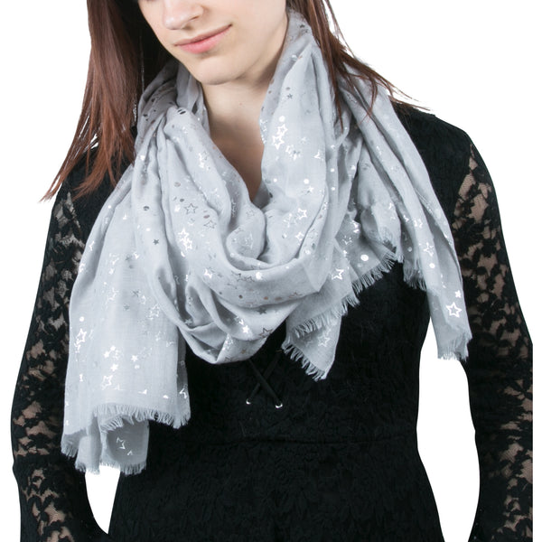 pavilion gift company Star Gray 27.5" x 71" In Memory Scarf