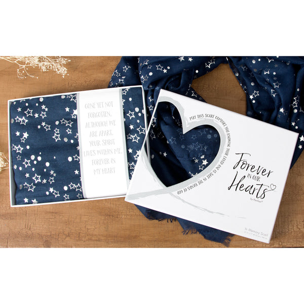 Pavilion Gift Company Star Navy 27.5" X 71" In Memory Scarf