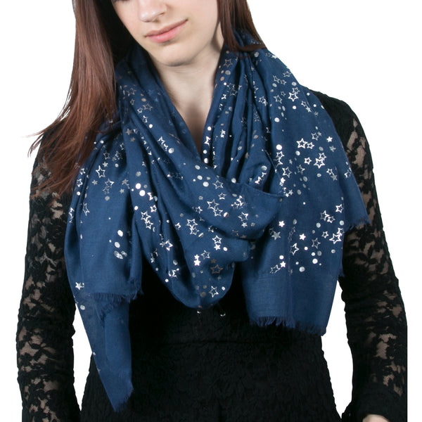 pavilion gift company Star Navy 27.5" x 71" In Memory Scarf