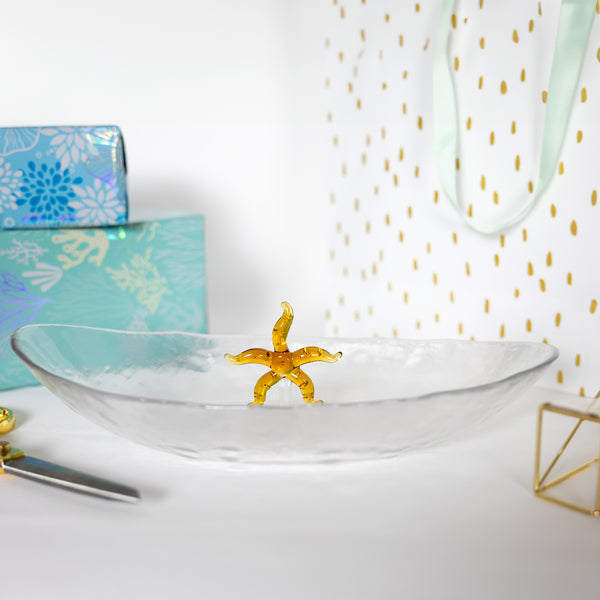 Pavilion Gift Company Starfish 12" Glass Platter With 3D Icon