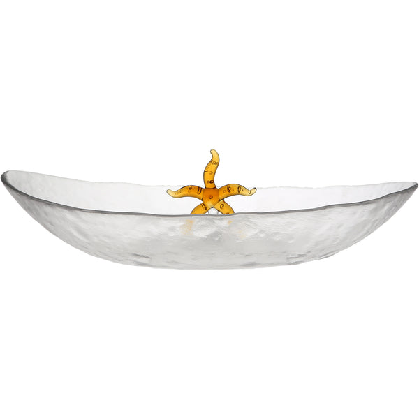 pavilion gift company Starfish 12" Glass Platter with 3D Icon