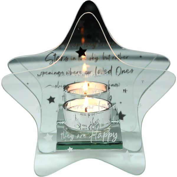 Pavilion Gift Company Stars In The Sky 6" X 6" Mirrored Glass Candle Holder