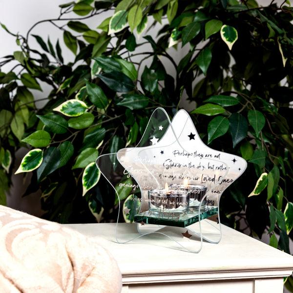 Pavilion Gift Company Stars In The Sky 6" X 6" Mirrored Glass Candle Holder