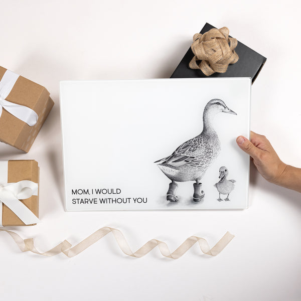 Pavilion Gift Company Starve Without You 13.75" X 9.75" Glass Cutting Board