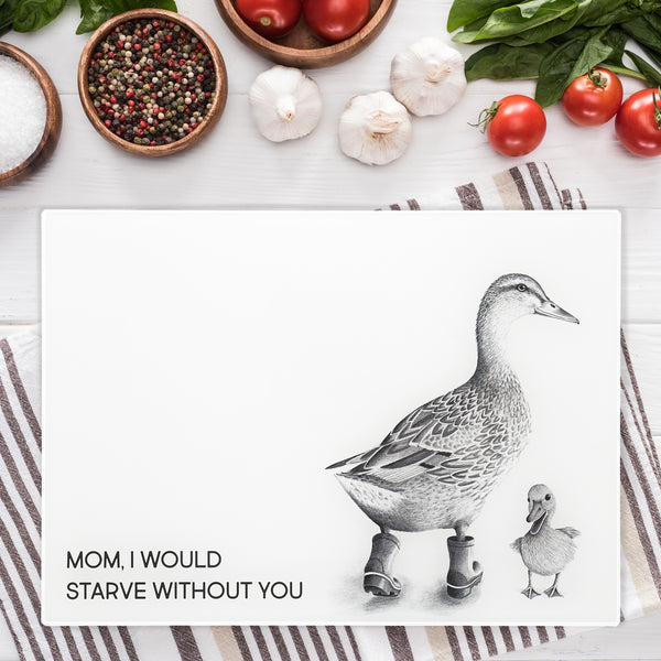 Pavilion Gift Company Starve Without You 13.75" X 9.75" Glass Cutting Board