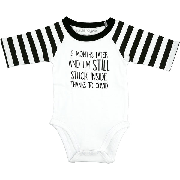 pavilion gift company Still Stuck 0-6 Months Bodysuit 3/4 Length Black & White Sleeve