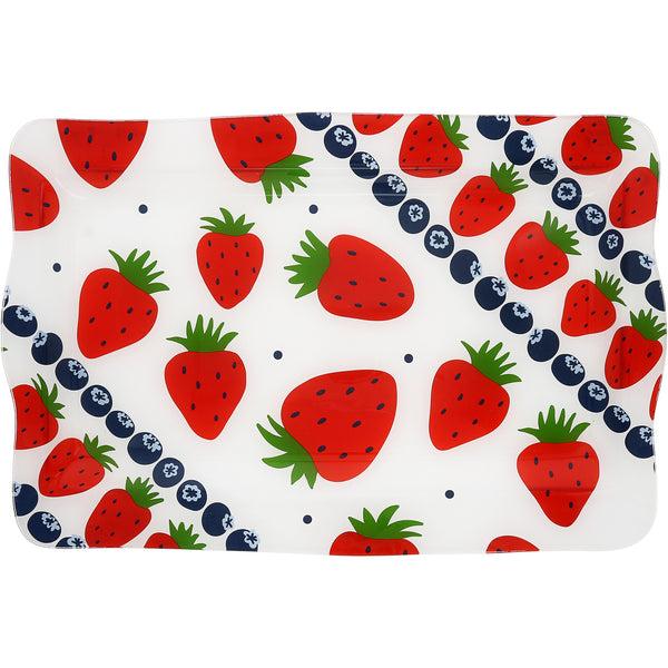 pavilion gift company Strawberries 16.75" x 11" Glass Serving Tray
