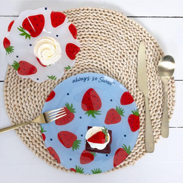 Pavilion Gift Company Strawberries 8" Glass Appetizer Plate