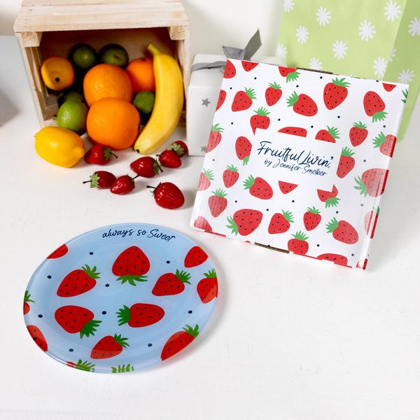 Pavilion Gift Company Strawberries 8" Glass Appetizer Plate