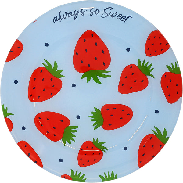 pavilion gift company Strawberries 8" Glass Appetizer Plate