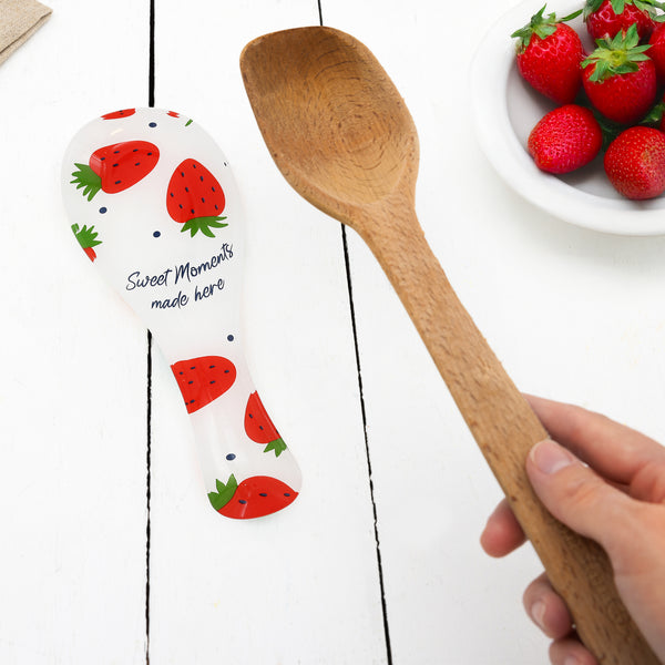 Pavilion Gift Company Strawberries 9.25" Glass Spoon Rest