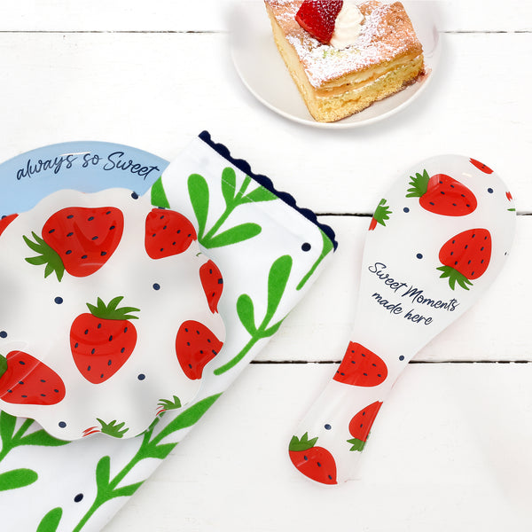 Pavilion Gift Company Strawberries 9.25" Glass Spoon Rest