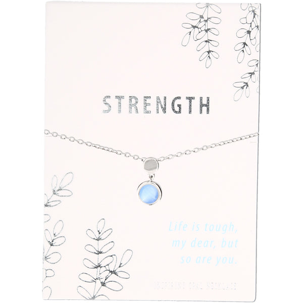 pavilion gift company Strength Frosted Mint Opal 16.5"-18.5" Rhodium Plated Inspirational Necklace