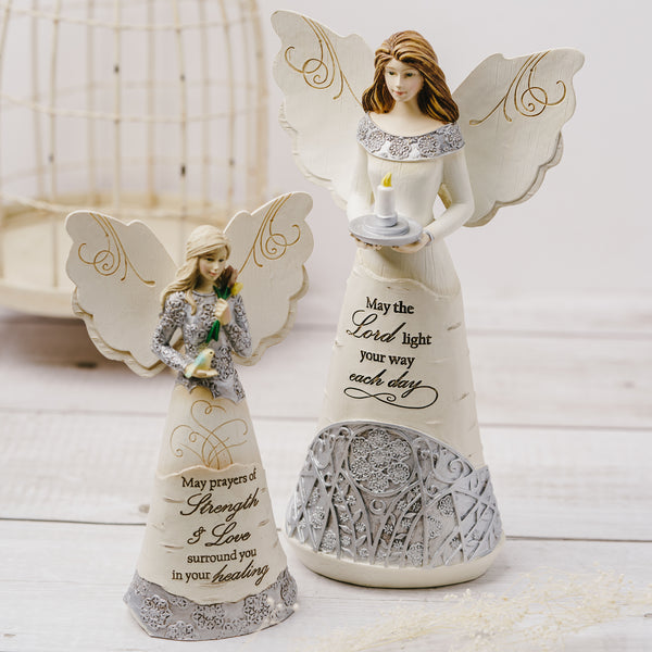 Pavilion Gift Company Strength & Healing 6.5" Angel Holding Bird