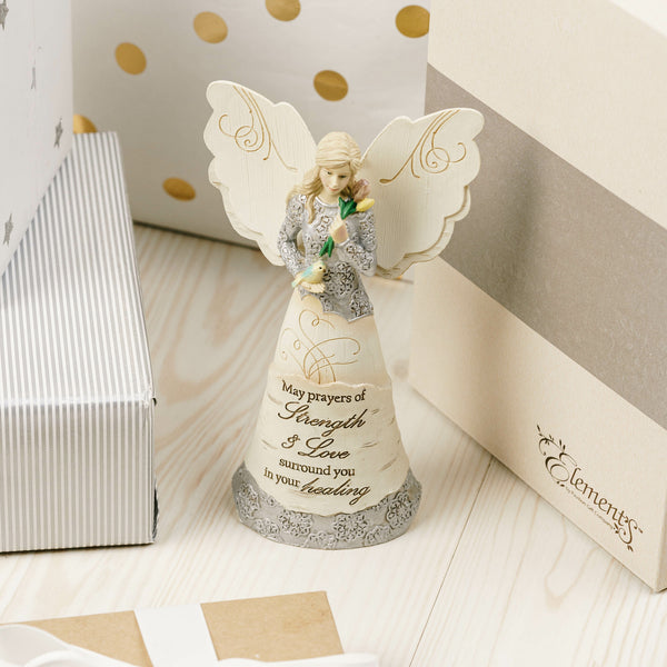 Pavilion Gift Company Strength & Healing 6.5" Angel Holding Bird