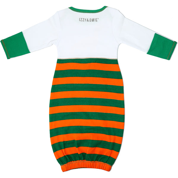 Pavilion Gift Company Striped Dino 0-3 Months Gown With Mitten Cuffs
