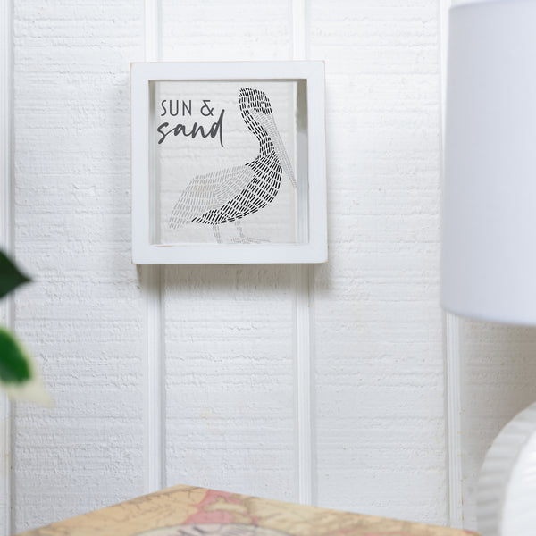 Pavilion Gift Company Sun & Sand 5" X 5" Framed Glass Plaque