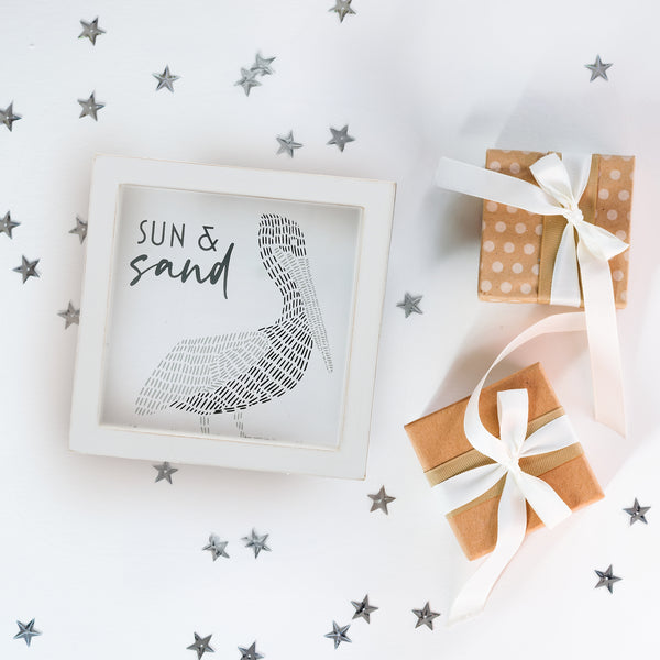 Pavilion Gift Company Sun & Sand 5" X 5" Framed Glass Plaque