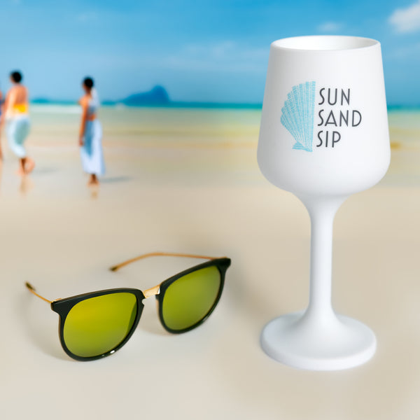 Pavilion Gift Company Sun Sand Sip 13 Oz Silicone Stemmed Wine Glass