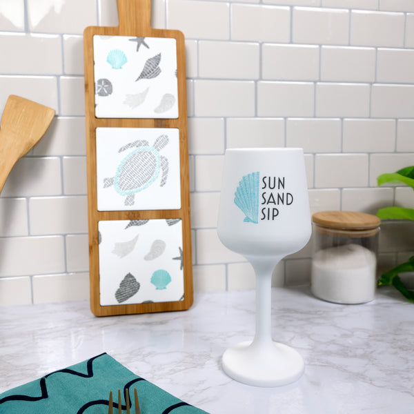 Pavilion Gift Company Sun Sand Sip 13 Oz Silicone Stemmed Wine Glass
