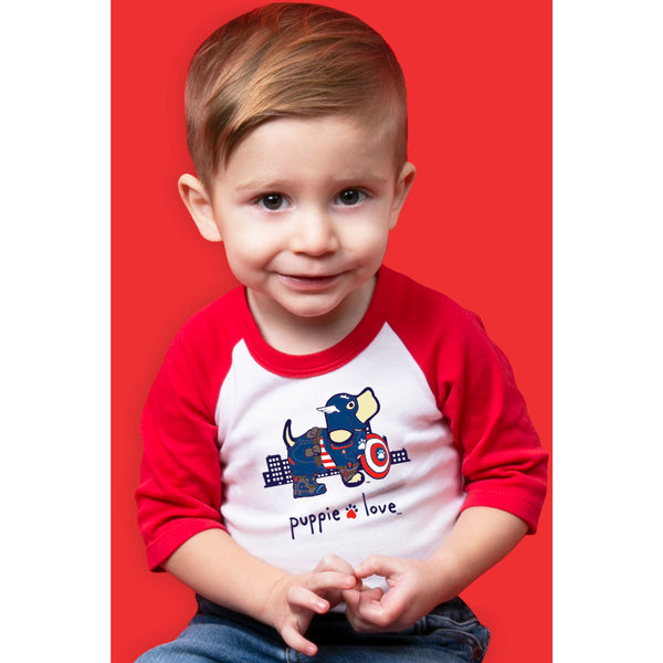 Pavilion Gift Company Super Hero 6-12 Months 3/4 Length Red Sleeve Onesie