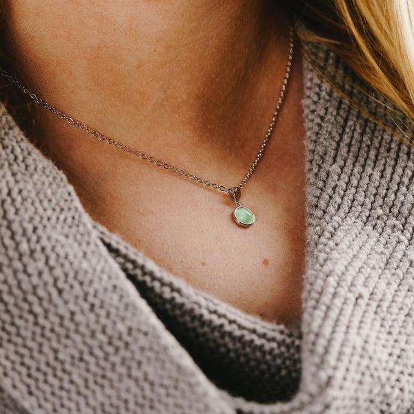 Pavilion Gift Company Survivor Iced Lime Opal 16.5"-18.5" Rhodium Plated Inspirational Necklace